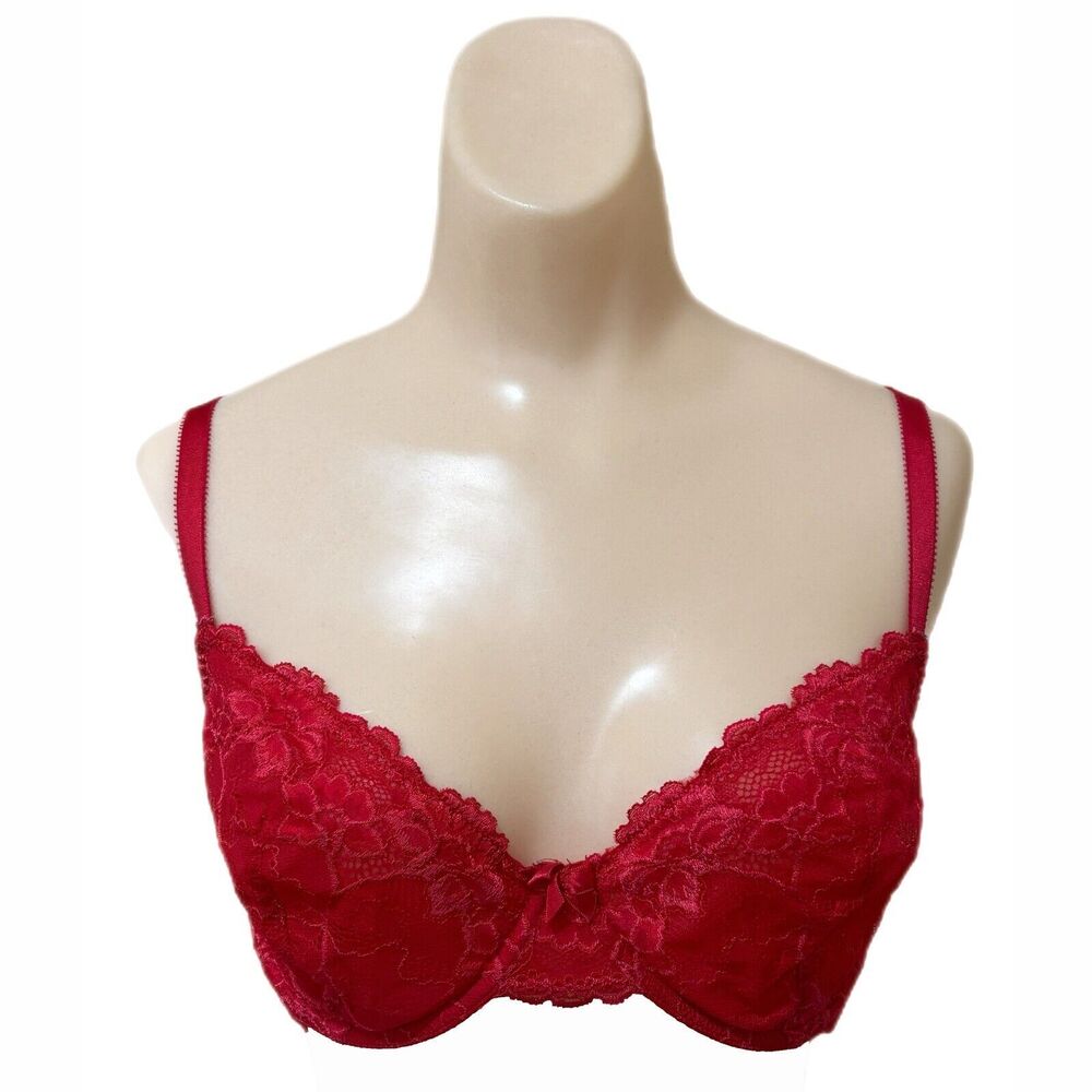 Red Lace Underwire Bra 36D Sexy Vamp Valentine Unpadded Apt 9 Intimates